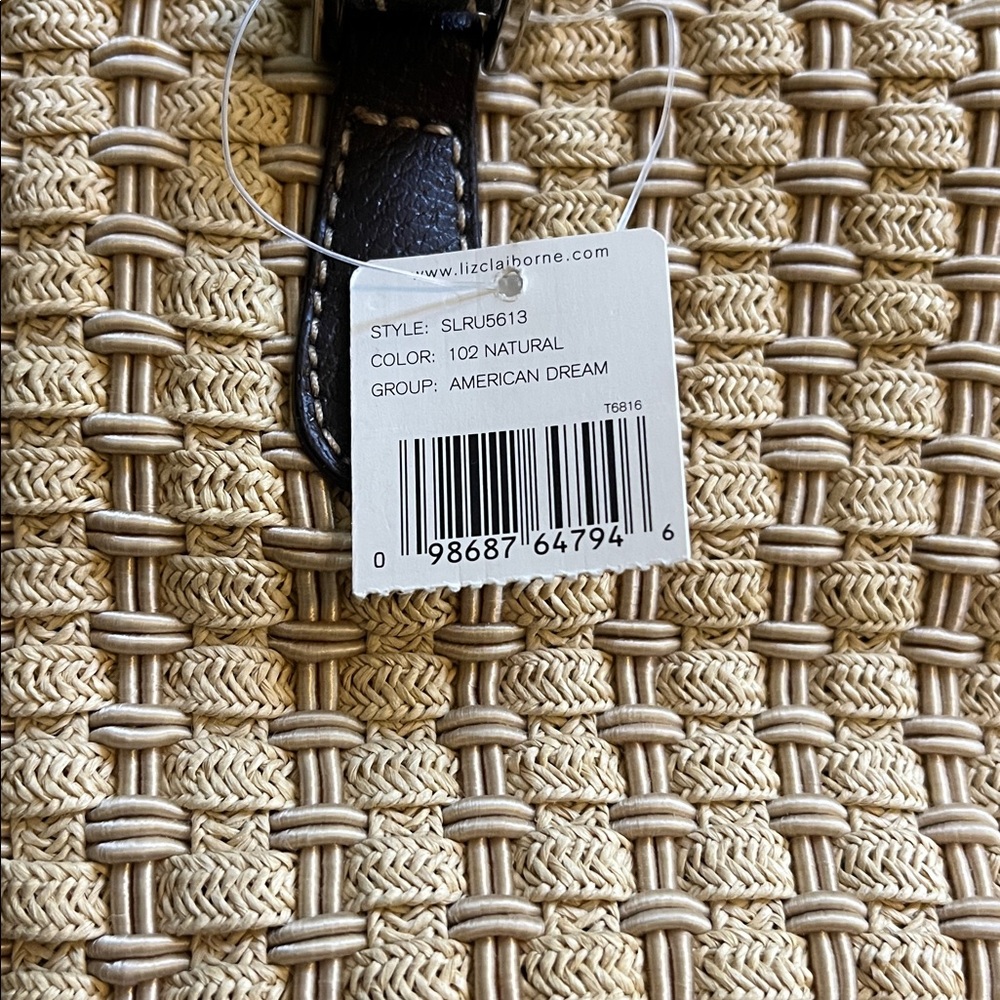 Rattan Liz Claiborne Small Basket Tan & Brown Handbag Shoulder Purse, NWOT - Picture 10 of 11